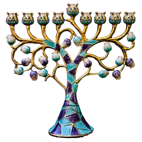 Menorah, jeweled, 6.25", "Tree"