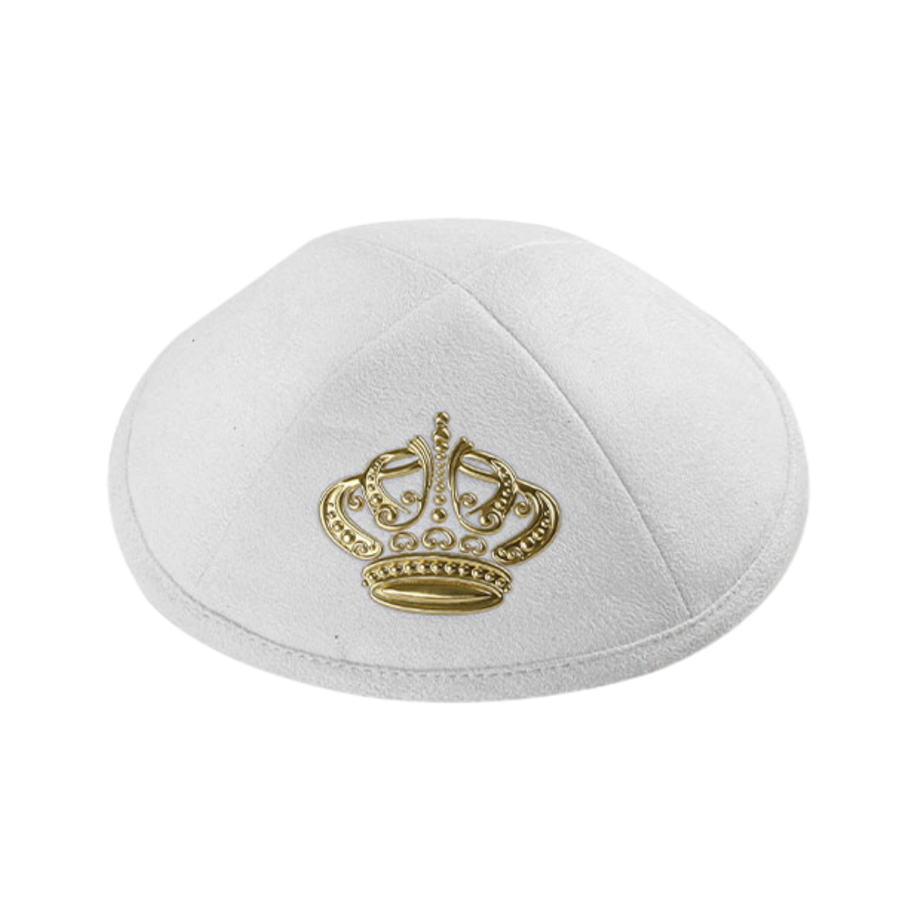 Ultra Suede Kippah - White/Gold