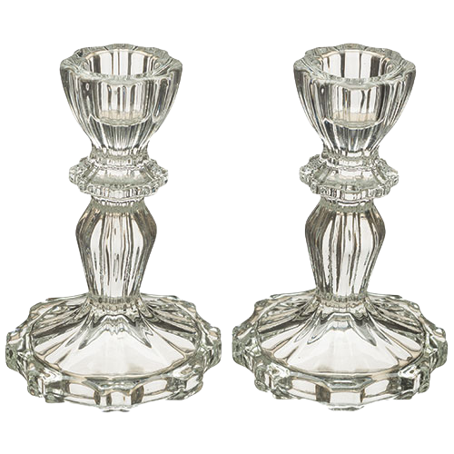 Pair of Glass Candlesticks - 12 cm