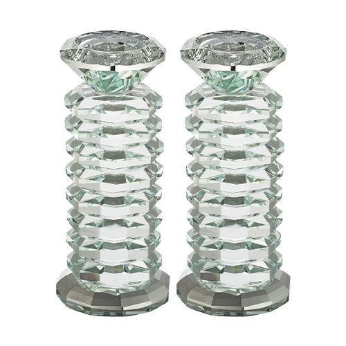 Pair of Crystal Elegant Candlesticks 16 cm
