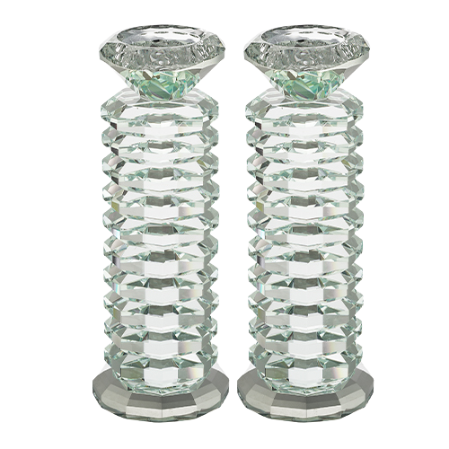 Pair of Crystal Elegant Candlesticks 19 cm