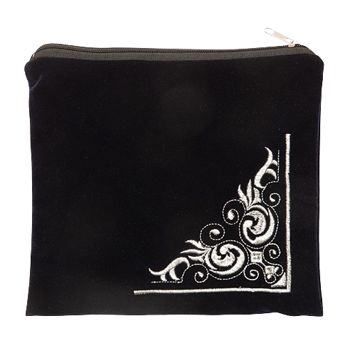 Velvet Tefilin Bag Dark Blue with Embroidey