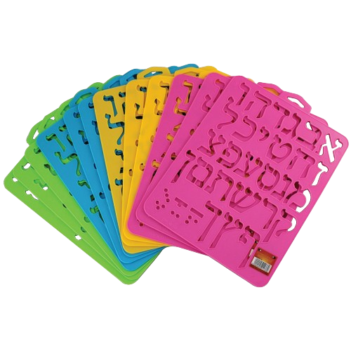 Plastic Stencil - Aleph Bet , Assorted Colors