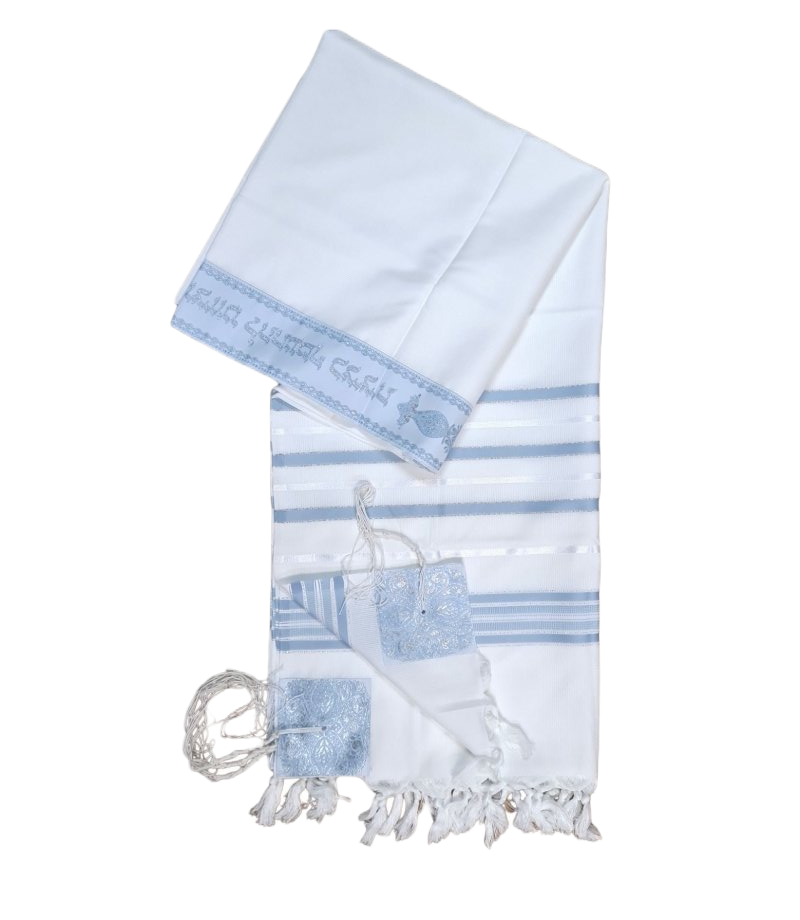 Acrylic Tallis - Sky Blue Silver