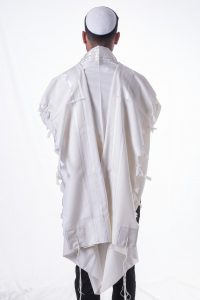 Wool Tallis - White and Gold Stripes