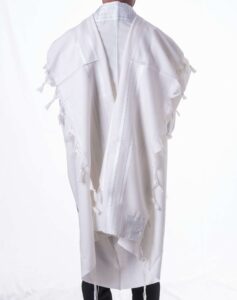 Wool Tallis - White and Silver Stripes