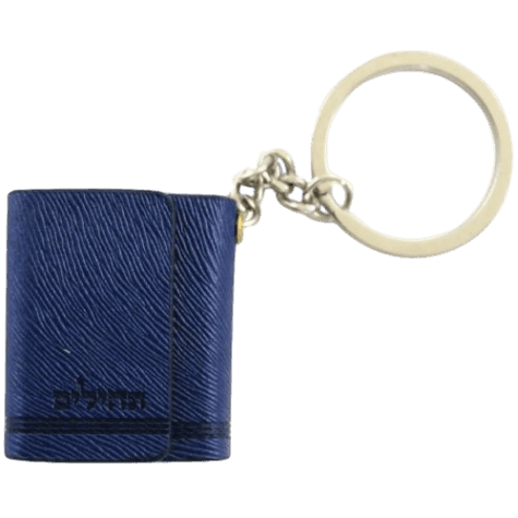 Tehillim Keychain Faux Leather with Magnet -Blue
