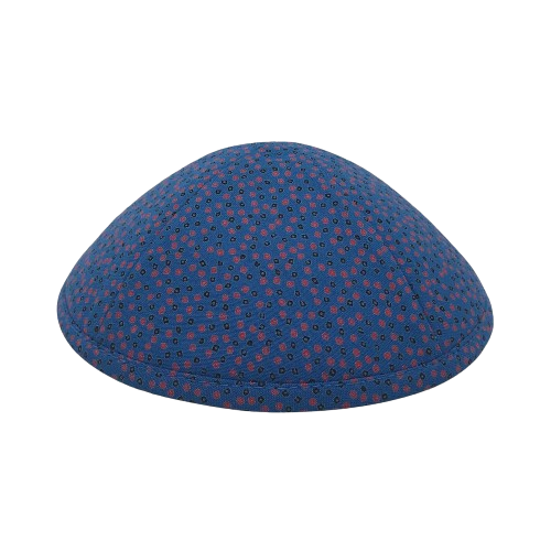 MJudaica Woven Blue Kippa With Red And Black Flower