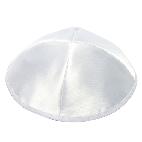 White Satin Kippah 6 Pack