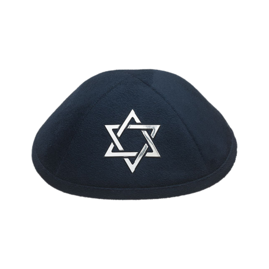 Ultra Suede Kippah -Navy / Silver Magen David (Copy)
