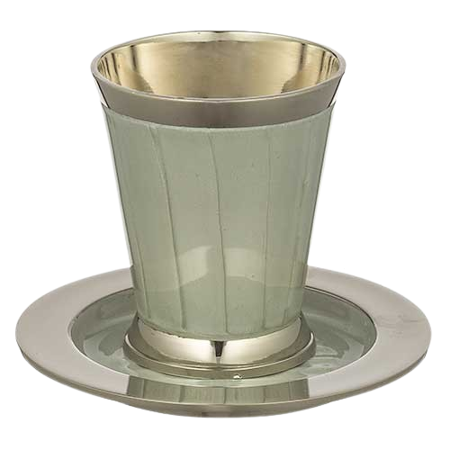 Aluminum Kiddush Cup with Saucer - Silver