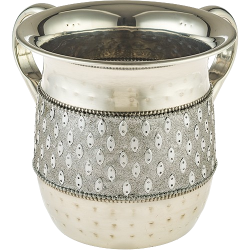 Stainless Steel Washing Cup 13 cm Set with Silver Stones