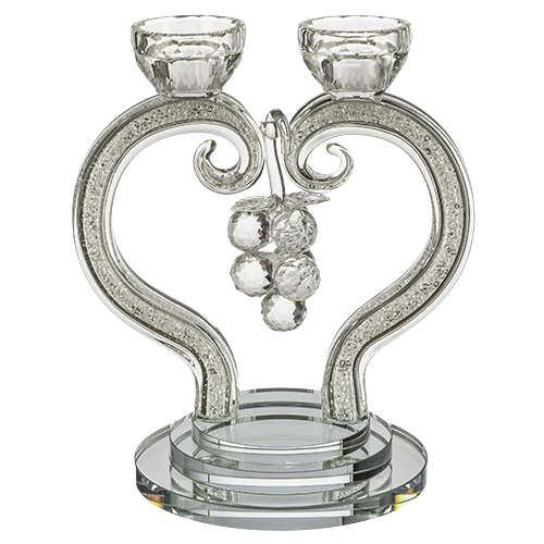 Crystal Heart Shaped Candlesticks White Stones