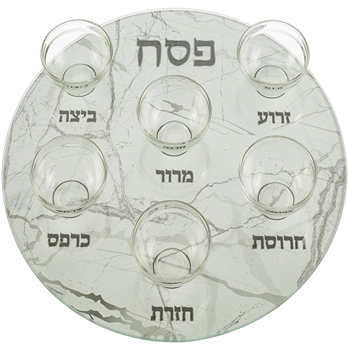 GLASS PASSOVER PLATE W CUPS 35C