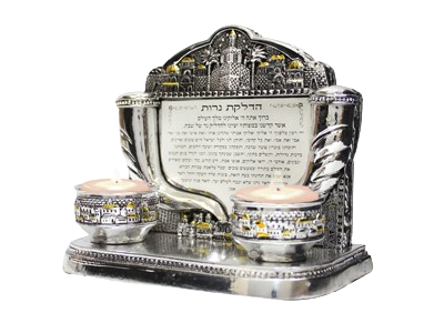 Elegant Polyresin Silvered Candlesticks
