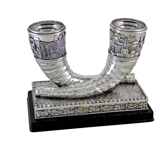 Polyresin "shofar" Candlesticks - 11cm