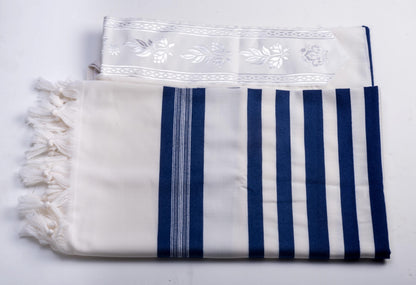 Wool Tallis - Blue Stripes