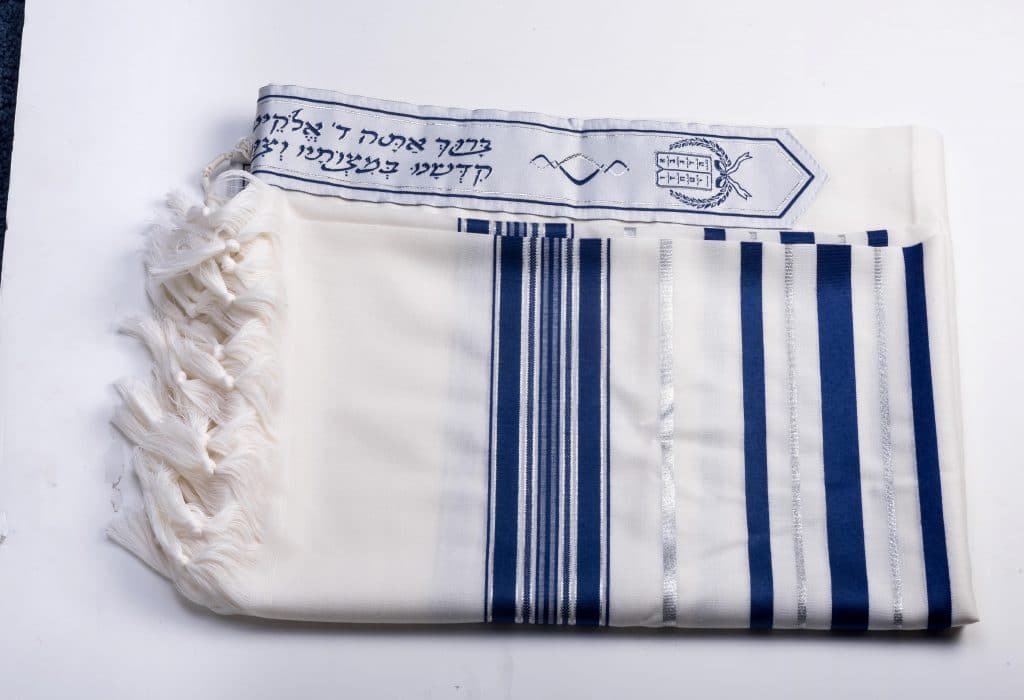 Wool Tallis - Blue and Silver Stripes