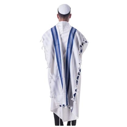 Wool Tallis - Blue Stripes